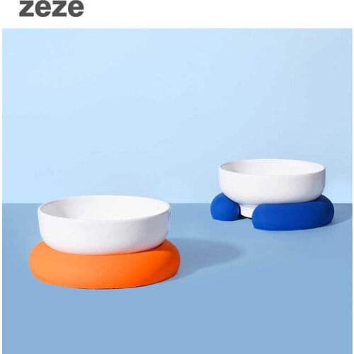 Cat Bowl Ceramic pet bowl protect cervical vertebra dog bowl prevent overturning cat food drinking water double bowl pet