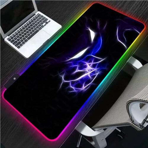 Cool Anime Mouse Pad RGB LED Black Background Mousepad XXL Waterproof Colorful Desk Mat Thickness 3mm/4mm Suitable for Gamers