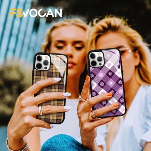 Tartan Plaid Seamless Fabric Texture Cover For iPhone 11 12 Pro Max X XR XS 7 8 Plus Flannel Phone Case Solid Glossy Fundas Capa