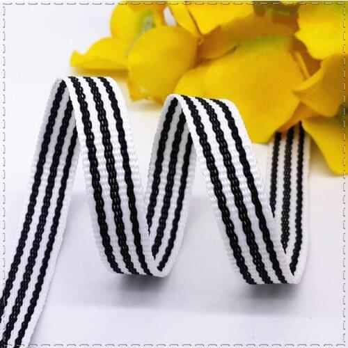 New 10mm Black white stripe grosgrain Ribbons Wedding gift wrap ribbon DIY handmade Clothing backpack Accessories (1meter/lot)