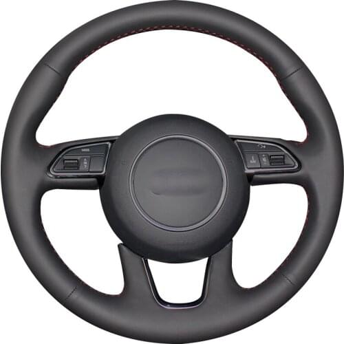 Black Natural Leather Car Steering Wheel Cover for Audi Q3 Q5 2013 2014 2015