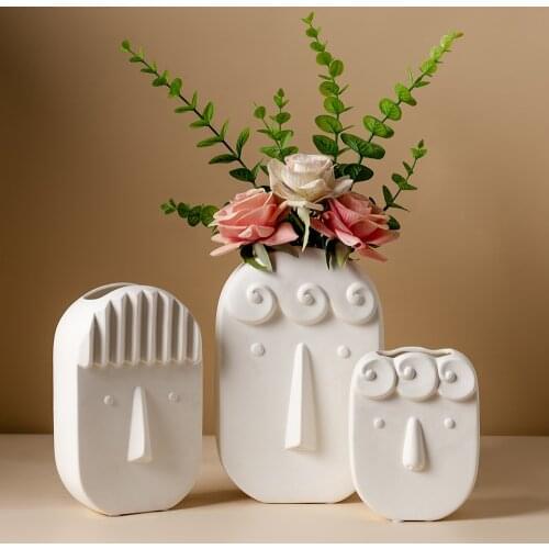 Creative abstract Face Vase Ceramic Household Dried flowers Vases Nordic Living Room Bedroom Table Home Decor Accessories Vases