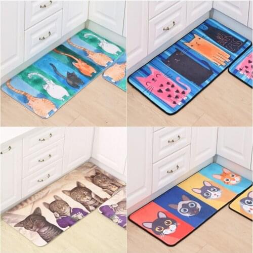 Kitchen Carpet Floor Mats for Living Room Welcome Mat Animal Cute Cat Doormats Kitchen Mat Bathroom Anti-Slip Rug Door Carpet