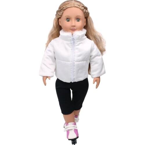 18 Inch American Doll Girls Cotton-padded Jacket Black Pants Newborn Baby Toys Accessories Fit 40-43 Cm Boy Dolls c550