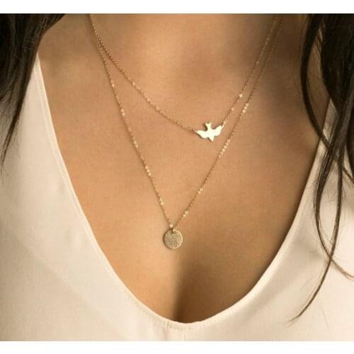 2020 Hot Fashion Tiny Soar Flying Bird Necklace Peace Dove Necklace Little Swallow Baby Bird Necklaces Abstract Necklaces
