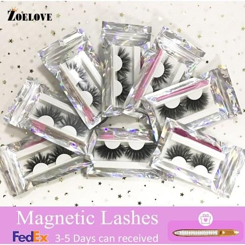Magnetic Lashes Mink Eyelashes On Magnet False Eyelashes Fluffy 25 mm Faux Cils Long Eyeliner Wholesale Magnetic Eyelashes Bulk