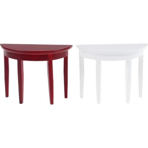 Dollhouse Miniature Wooden Half Round Table Model Furniture Teatable Coffee Living Room KID Toy 1:12 Dolls Simulation Home Toys