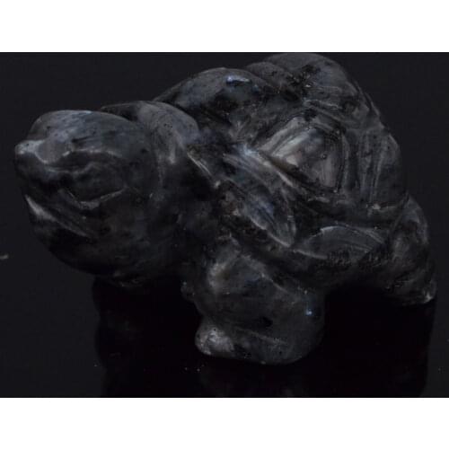 2inch Natural LARVIKITE LABRADORITE Turtle Tortoise Gems Carving Crafts Stone Figurine Chakra Healing Reiki Stone
