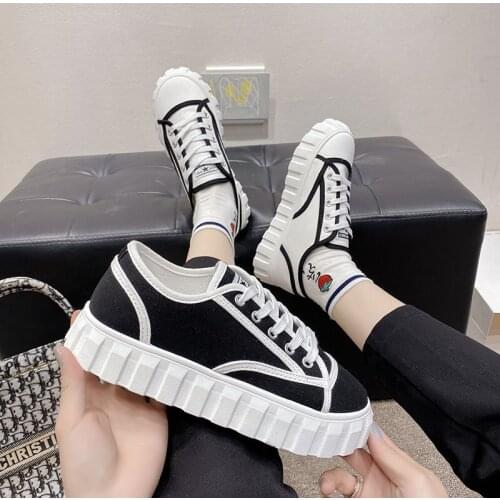 New ugly canvas shoes womens platform thick bottom shoes Korean students all-match white shoes womens shoes platform shoes
