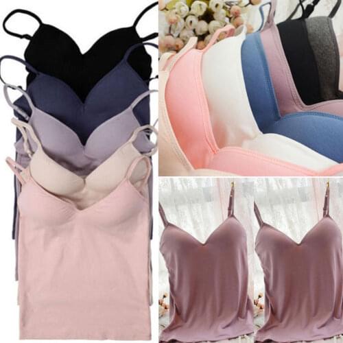 New Sexy Women V-Neck Padded Bra Sleeveless Strap Tops Camisole Tank Vest
