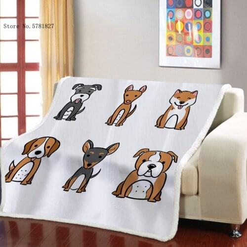 Pet Dog Sherpa Blanket 3D Print Dachshund Husky Weighted Blanket Lovely Kawaii Cartoon Throw Blanket For Bedroom Blanket