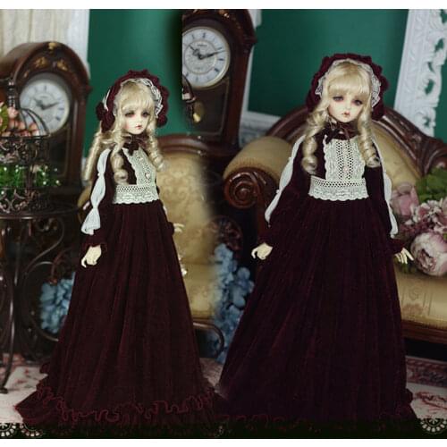 Accept Custom BJD Doll clothes skirt dress Claret Lady dress For 1/3 1/4 SD10 SD13 SD16 DZ Doll Accessories