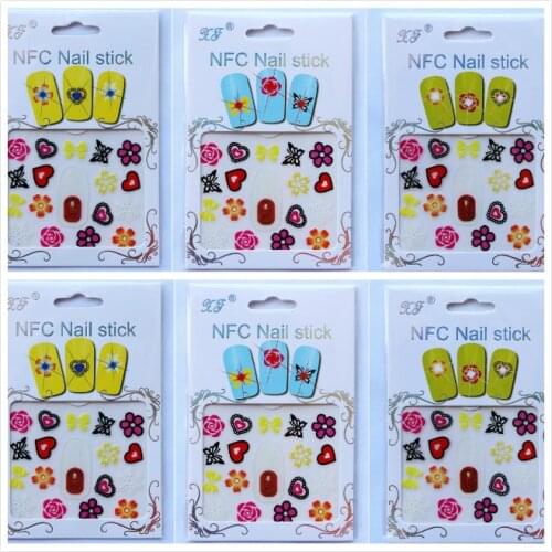 Wholesale New Arrival Most Popular Flash Led NFC Chip Nail Sticker 4 Colors Shine NFC Finger Nail Decal 100pcs/lot free shipping