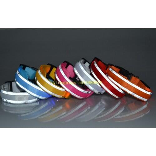 500pcs/lot USB Rechargeable style & battery style LED Flashing Pet collar Adjustable Safety Dog Pet Collar Light 8 colors
