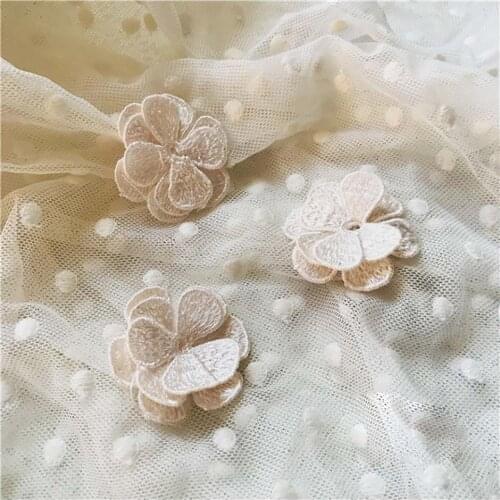 Flower Appliques 15pcs Beige Brown Embroidery Floral Patches for Dress Sweater Clothes Mending Holes 4cm 1.6" Wide L14F10