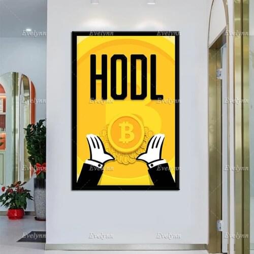 HODL Bitcoin Poster Oil Painting Poster and Prints on Canvas Wall Art Modular Pictures for Living Room Office Home Decor Cuadros