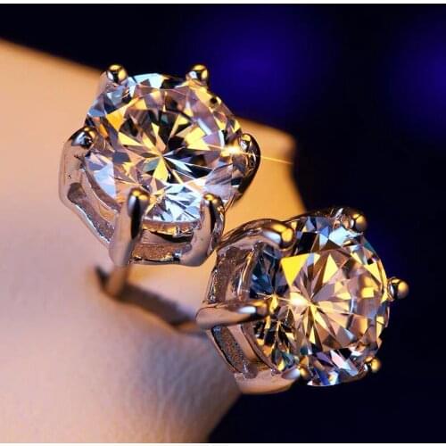 14K White Gold Stud Earrings 5mm Moissanite Anniversary gift six claws DF Color 2 Pieces moissanite Jewerly Earrings