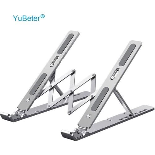 YuBeter Foldable Aluminium Alloy Silicone Anti-slip Laptop Stand Adjustable Telescopic Structure Notebook Holder Cooling Bracket
