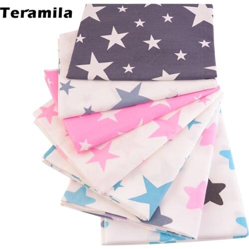 2021 News Gray Stars Style Cotton Fabric Textile Patchwork Sewing Children Cloth Tissue Teramila Fabrics Art Work Decoration CM