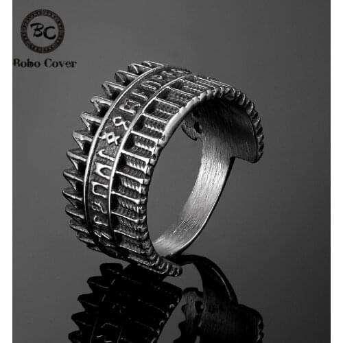 Punk Stainless steel Odin Norse Viking Amulet Rune Index Ring For Men Women Nordic Scandinavian Pagan Symbol Runes Rings Jewelry