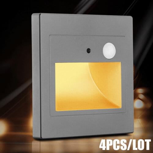 86 Type Led Stair Light Square Round Wall Lamp AC85-265V Wall Ligh Recessed Infrared Human Body Induction LED Step Corner Lamp