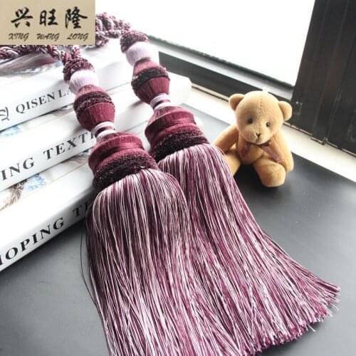XWL 2Pcs Handmade Curtain Tieback Clip Hanging Rope Belts Strap Tassel Fringe Curtain Pendant Accessories Lashing Bind Tiebacks
