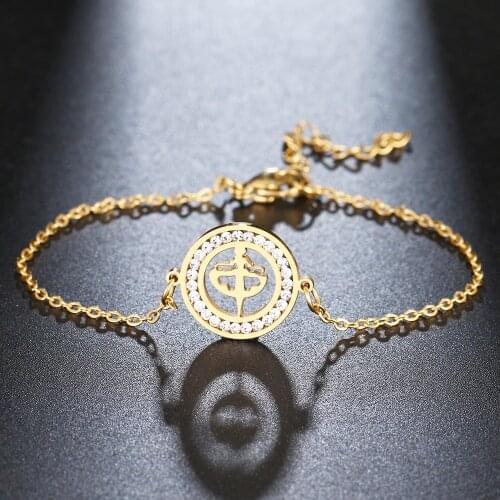 CACANA 316L Stainless Steel For Women Crystal Bracelet Ballet Girl Round Bracelets Gold Color Engagement Gifts Jewelry New