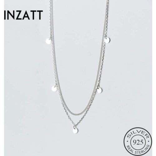 INZATT Real 925 Sterling Silver Round Choker Pendant Necklace For Fashion Women party Fine Jewelry cute Accessories gift