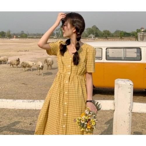 Women Dress Single Lovely Korean Elastic Waist Elegant Colorful Dress for women Plaid Loose Dresses bodycon dress for women