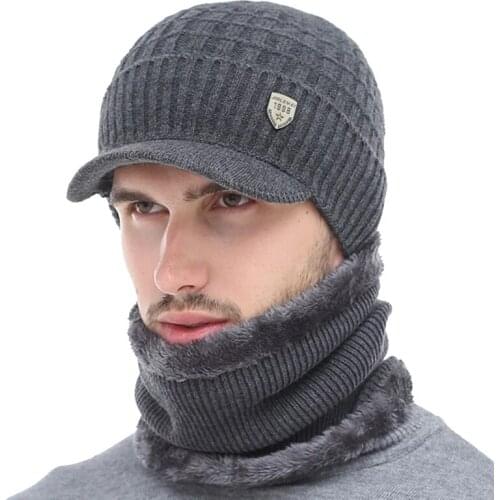 Winter Beanie Hat For Men Knitted Hat Winter Cap Beanie Women Thick Wool Neck Scarf Cap Balaclava Mask Bonnet Hats Gorras