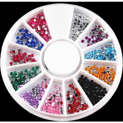 1 Box Shining Circle Glitter Rhinestones Crystal AB Non Fix FlatBack Strass Sewing Fabric Garment Rhinestone Nail Art Stone