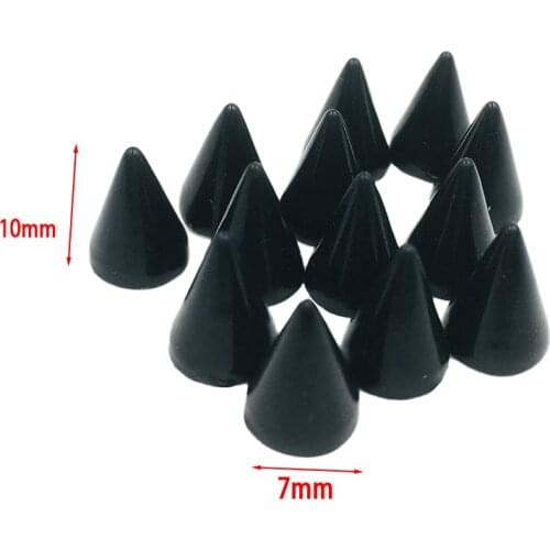 100sets 7x10mm Black Painted Punk Spike Cone Spots Metal Studs Spikes Leathercraft Rivets Bags Belt Pet Collars Clothes