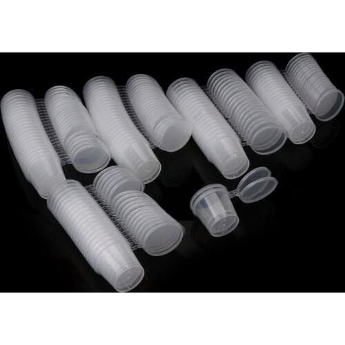 100Pcs 25ml Small Plastic Disposable Sauce Cups Plastic Disposable Sauce Cups With Lid Food Storage Containers Boxes