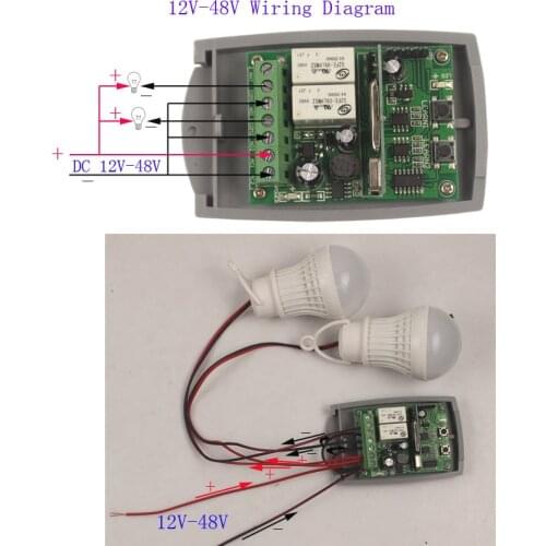 12V-48V 24V 2 Channel Gate Garage Door Remote Control Switch Receiver Fixed Code and Rolling Code Receiver Switch 433MHz/315MHz