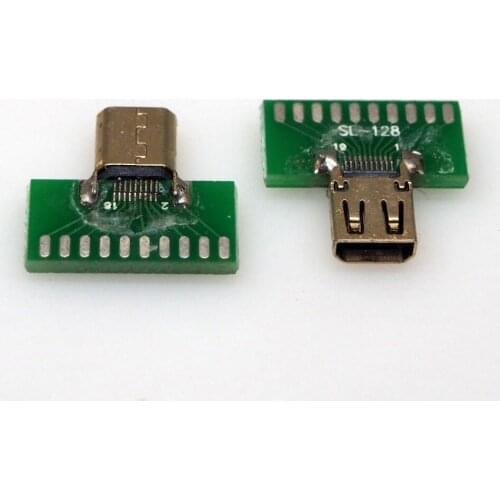 2pcs/lot Micro HDMI connector female D TYPE tester with PCB board HDMI Jack with PCB board