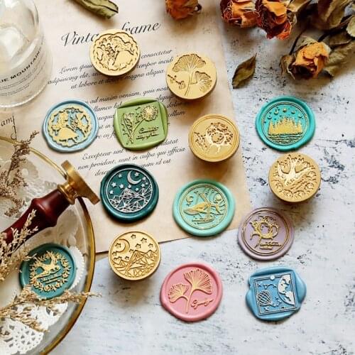2021 Fashion Rose Wax Stamp Lacquer Seal Copper Head Round Vegetable Sealing Wax Stamp Wedding Greeting Card Wax Seal Accessorie