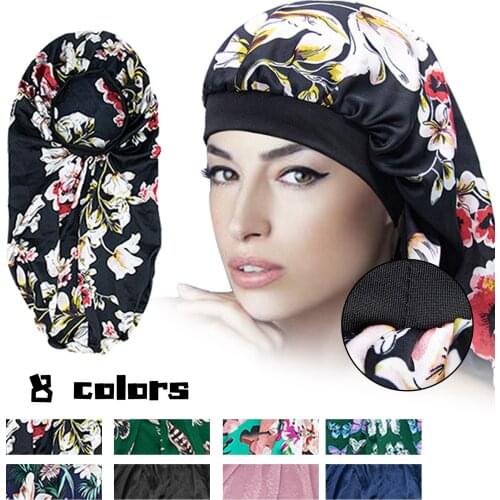 2021 Extra Satin Hat Hair Night Long Satin Sleep Bonnet For Women Soft Elastic Band Silky Cap Comfort gorros quirurgicos mujer
