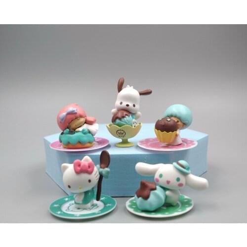 5pcs/set Dessert Cat Kity Trendy Play Anime Doll surprise doll figure model bag pendent girls Gift kids toys