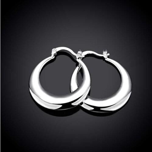 925 Sterling Silver U Shaped Hoop Earrings For Women Fine Jewelry Wedding Accessories