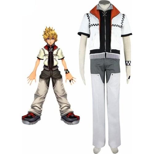 Anime Kingdom Hearts Roxas Cosplay Costume White Coat Outfit Full Set