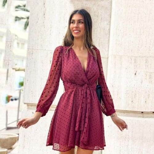 Ardm Elegant Sex Chiffon Vestido De Mujer 2021 Chic Fashion Polka Dot Mesh Mini Dress Vintage Bow Tie Sashes Female Party Dress