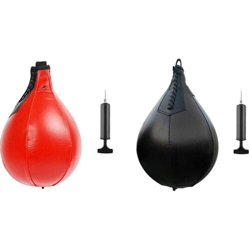Boxing Speed Bag Swivel Set With Black Leather Punching Ball & Pump-Speed Ball Boxing Punching Bag