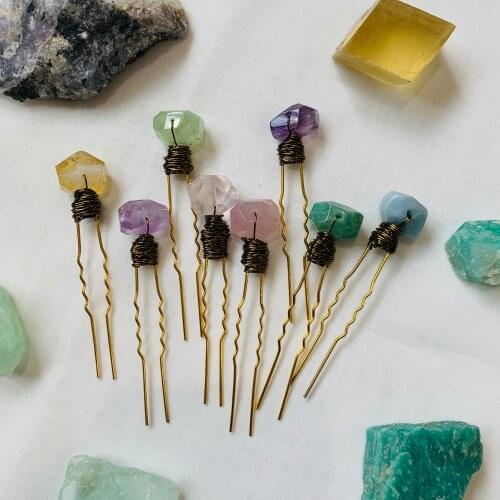 Large raw crystal high quality natural color crystal hairpin mini hairpin crystal hair stick hair stick girl women gift