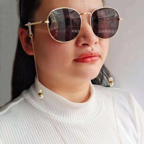 Eyeglasses Chain Color Crystal Torus Flower White Beads Charm Lobster Silicone Loops Sunglasses Accessory Mask Hanging Rope