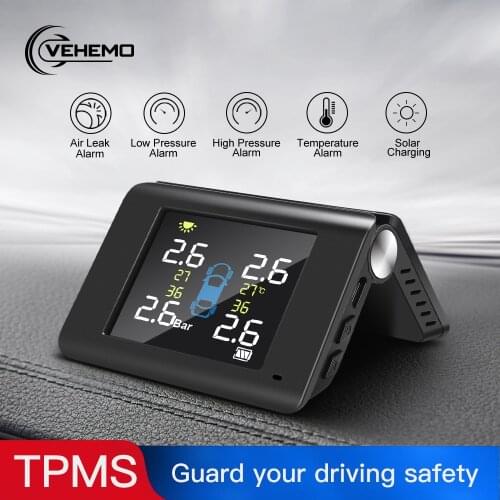VEHEMO CAR TMPS for BMW Tyre Pressure Sensor USB Android Solar Power Alarm Systems Auto Tyre Pressure Temperature Warning