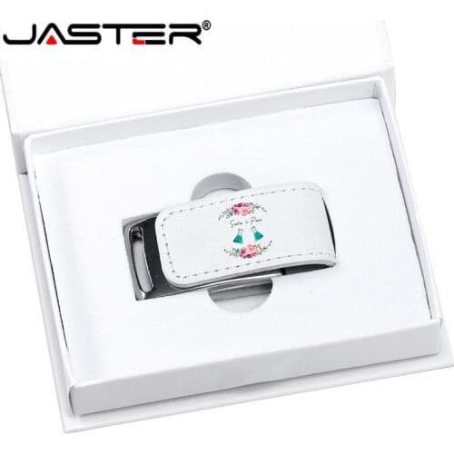 JASTER Logo For Gifts 2.0 Flash Pen Drive 64GB 32GB 4GB 8GB 16GB Pendrive Leather Usb+white Box (Over 10pcs Free Logo)