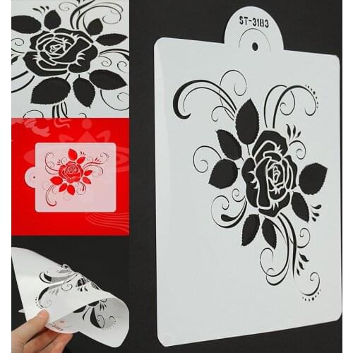 JX-LCLYL Rose Flower Stencil Cake Bakeware Spraying Decoration Sugar Mold For Wedding
