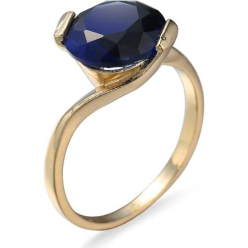 Hot Selling Heavy Gold /Silver Plated Stainless Steel Ring With Big Precious Stone Crystal Rings For Women Size 7,8,9
