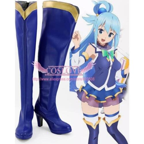 Kono Subarashii Sekai ni Shukufuku o Aqua Blue Cosplay Shoes Boots CosplayLove For Halloween Christmas Party