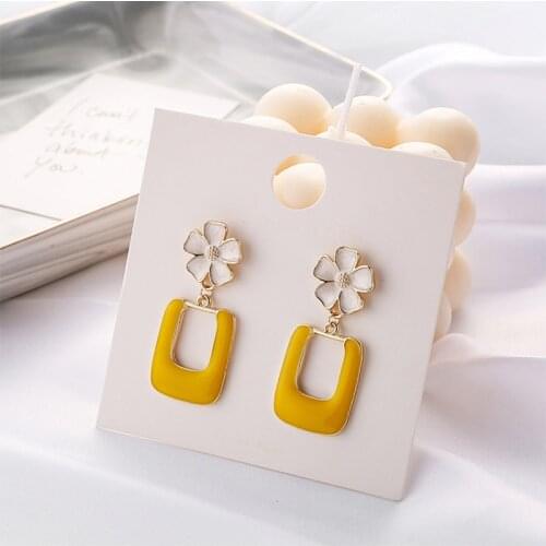 Korean style Hollowing out boho minimalist tassel fashion stud earrings Drop oil flower safety pin dangle earings women